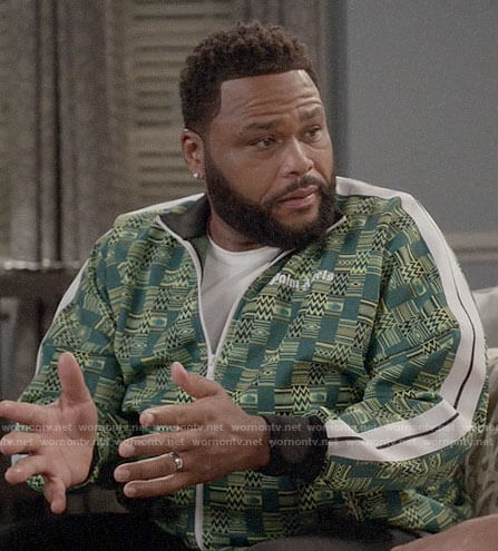 Andre’s green printed Palm Angels jacket on Black-ish