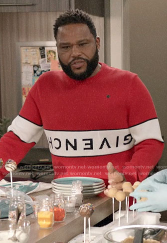 Andre's red Givenchy sweater on Black-ish