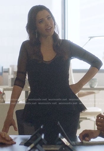 Andrea's black mesh peplum dress on Supergirl