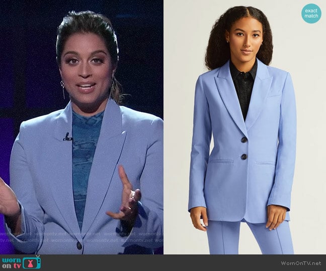 Argent Powder Blue Classic Blazer worn by Lilly Singh on A Little Late with Lilly Singh