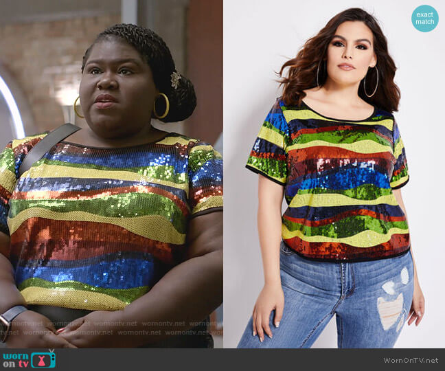 Sequined Crop Top by Ashley Stewart worn by Becky (Gabourey Sidibe) on Empire