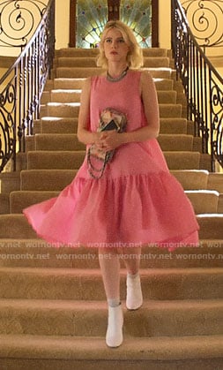 Astrid’s pink midi dress on The Politician
