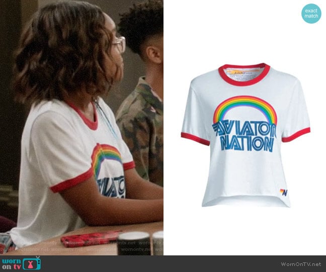 Aviator Nation Mountain Wave Boyfriend Tee worn by Diane Johnson (Marsai Martin) on Black-ish