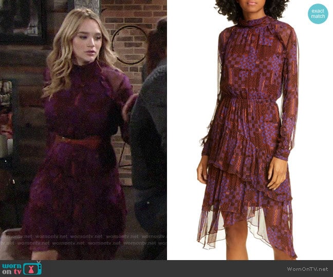 ba&sh Macha Geo Print Dress worn by Summer Newman (Hunter King) on The Young and the Restless