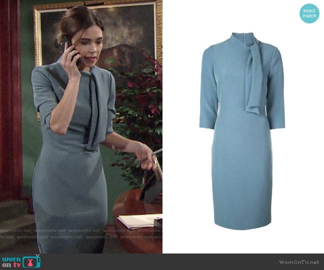 WornOnTV: Victoria’s blue tie neck dress on The Young and the Restless ...