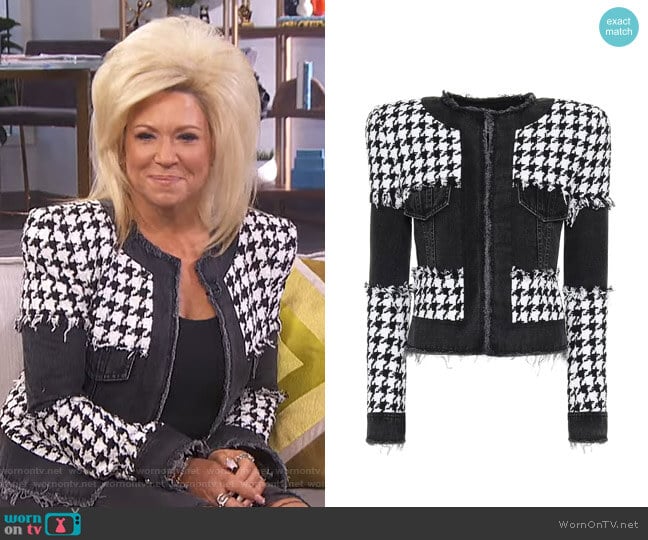 Houndstooth Cotton-Blend Jacket by Balmain worn on Theresa Caputo on E! News Daily Pop