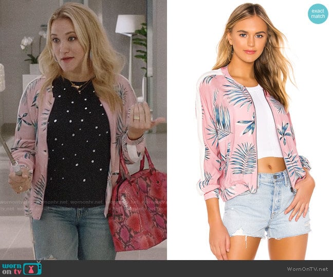 BB Dakota Palm Before A Storm Bomber Jacket  worn by Roxy Doyle (Emily Osment) on Almost Family