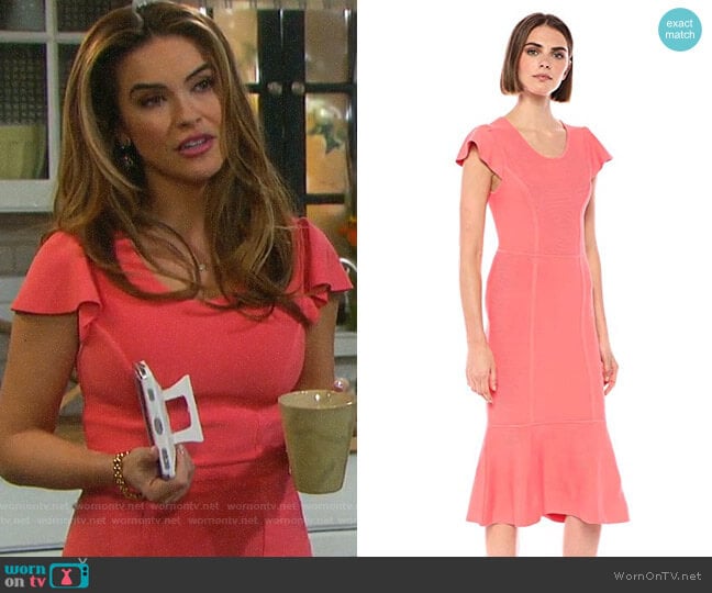 Bcbgmaxazria Short Sleeve Fluted Bodycon Dress worn by Jordan Ridgeway (Chrishell Hartley) on Days of our Lives