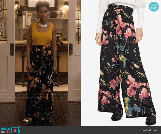 Bcbgmaxazria Rustic Grove Wide Leg Pants worn by Kerissa Greenleaf (Kim Hawthorne) on Greenleaf