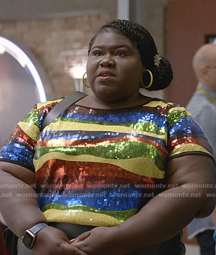 Becky's sequin striped top on Empire