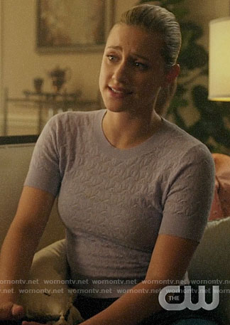 Betty’s lilac pointelle sweater on Riverdale