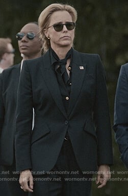 Elizabeth’s black button blouse and blazer on Madam Secretary