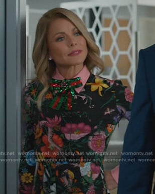 Kelly’s black floral dress on American Housewife