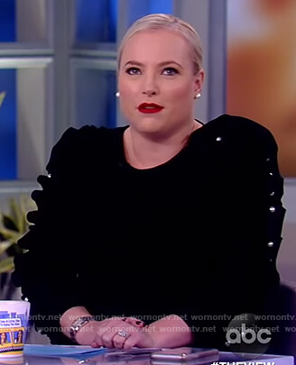 Meghan’s black pearl embellished dress on The View