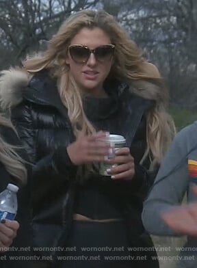 Gina's black puffer jacket with fur collar on The Real Housewives of Orange County