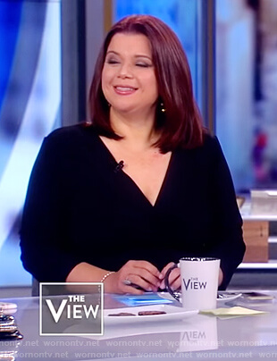Ana's black v-neck jumpsuit on The View