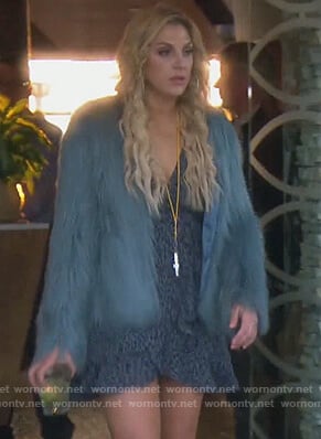 Gina’s blue leopard dress and fur jacket on The Real Housewives of Orange County