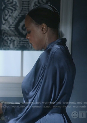 Annalise’s blue silk robe on How to Get Away with Murder