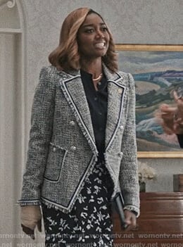 Daisy’s blue tweed blazer on Madam Secretary