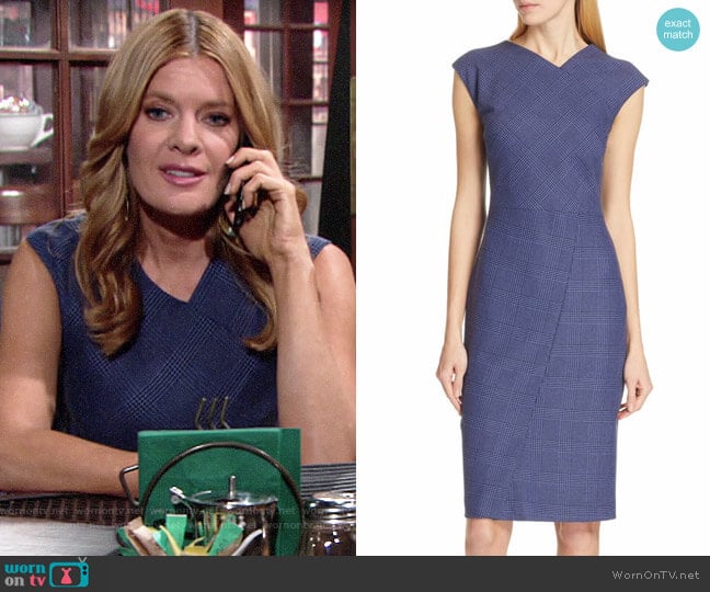 BOSS Dechesta Glen Plaid Sheath worn by Phyllis Summers (Michelle Stafford) on The Young and the Restless