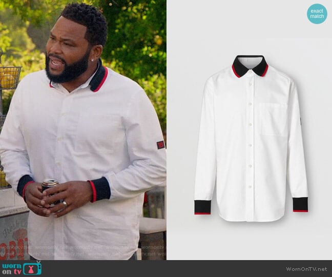 Burberry Knitted Detail Cotton Oxford Oversized Shirt worn by Andre Johnson (Anthony Anderson) on Black-ish