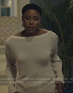 Lynn's button detail sweater on Black Lightning