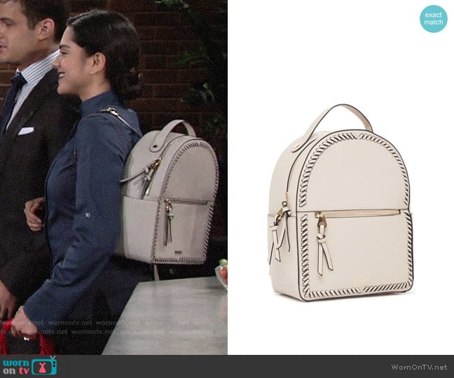 Calpak Kaya Faux Leather Round Backpack worn by Lola Rosales (Sasha Calle) on The Young and the Restless