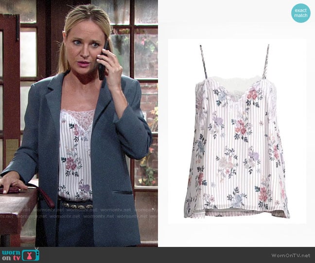 Cami NYC The Sweetheart Cami in Tea Party Floral worn by Sharon Newman (Sharon Case) on The Young and the Restless