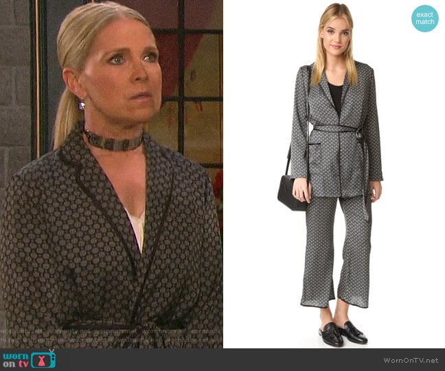 WornOnTV: Jennifer’s printed belted jacket on Days of our Lives ...