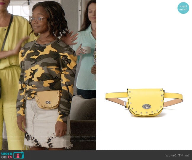 Cara Accessories Studded Saddle Belt Bag worn by Diane Johnson (Marsai Martin) on Black-ish