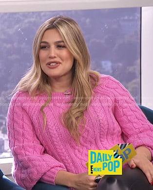 Carissa’s pink cable knit sweater on E! News Daily Pop