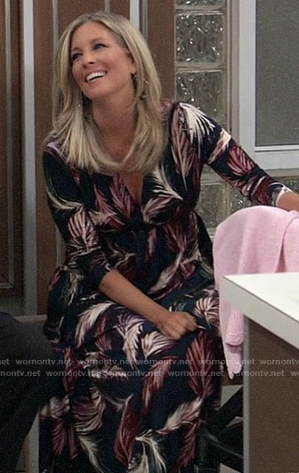 Carly’s feather print maxi dress on General Hospital