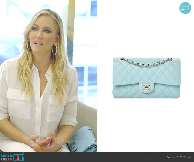 Caviar Quilted Medium Double Flap Bag by Chanel worn by Stephanie Hollman on The Real Housewives of Dallas