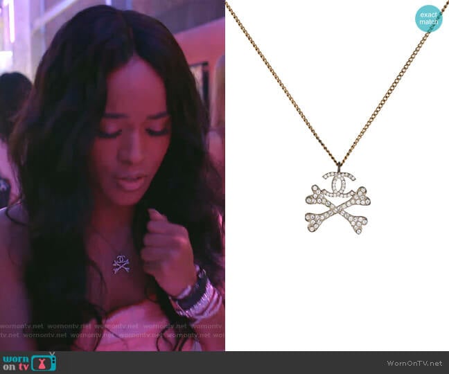 Crossbones Pendant Necklace by Chanel worn by Tiana Brown (Serayah McNeill) on Empire