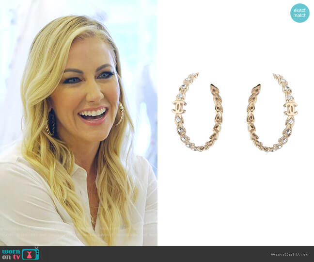 Gold Crystal Cc Hoop Earrings by Chanel worn by Stephanie Hollman  on The Real Housewives of Dallas