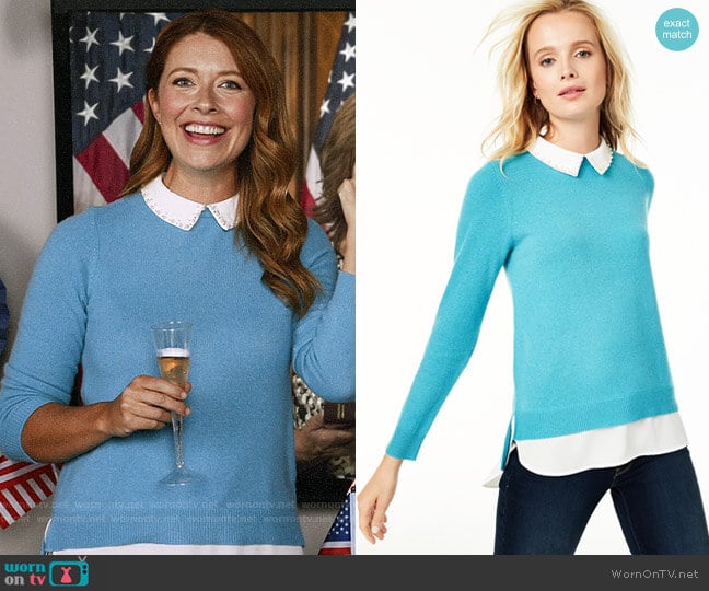 Charter Club Cashmere Embellished Layered-Look Sweater worn by Abby (Nadia Quinn) on Black-ish