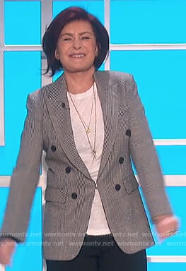 Sharon’s gray check double breasted blazer on The Talk