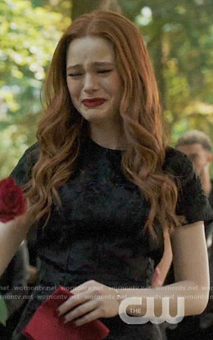Cheryl’s black textured dress on Riverdale