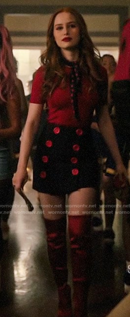 Cheryl’s skirt with red buttons on Riverdale