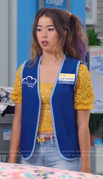 Cheyenne's yellow lace top on Superstore