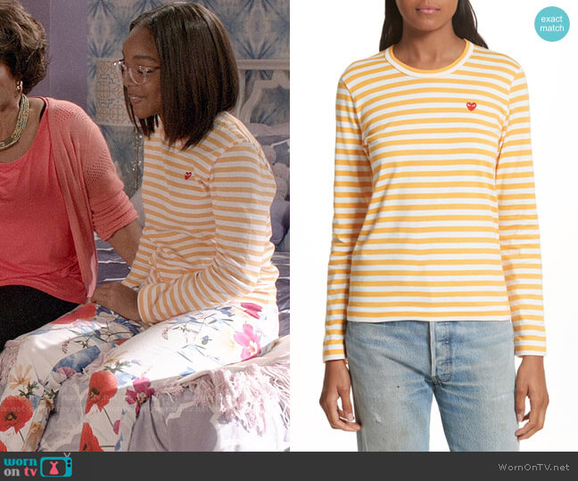 Comme Des Garcons PLAY Stripe Tee worn by Diane Johnson (Marsai Martin) on Black-ish