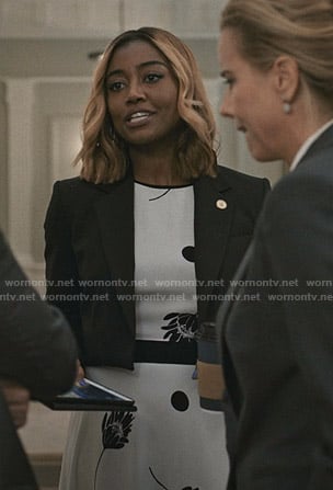 Daisy’s white floral dress on Madam Secretary