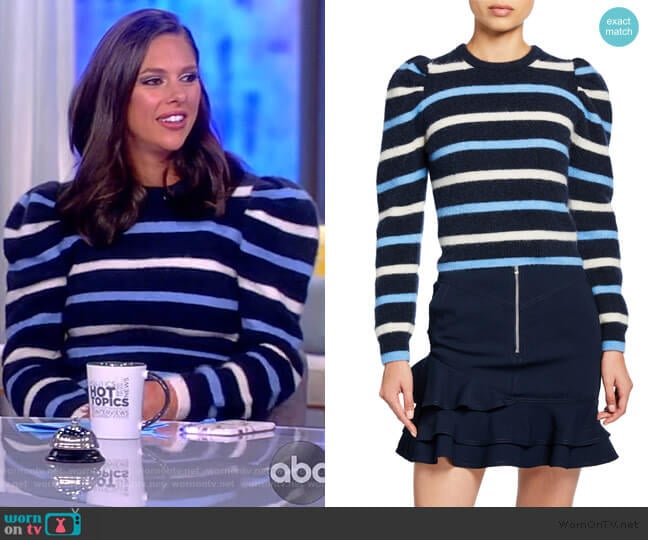 Striped Puff-Sleeve Sweater by Derek Lam 10 Crosby worn by Abby Huntsman on The View