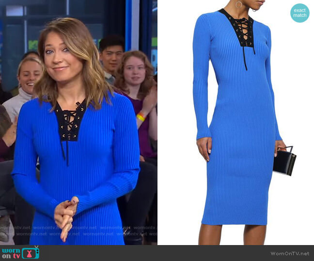 WornOnTV: Ginger’s blue ribbed lace-up dress on Good Morning America ...