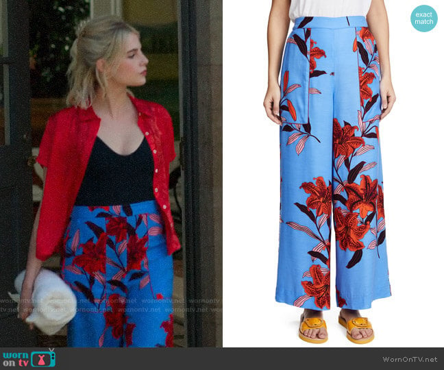 Diane von Furstenberg Wide Leg Cropped Pants worn by Astrid (Lucy Boynton) on The Politician