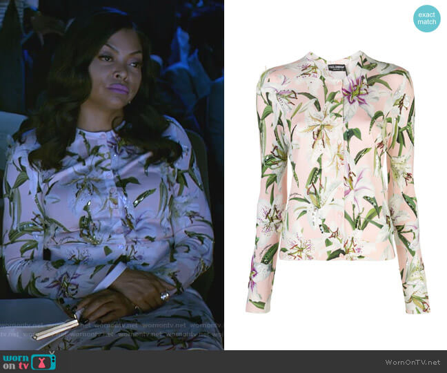 Lily Print Cardigan by Dolce & Gabbana worn by Cookie Lyon (Taraji P. Henson) on Empire