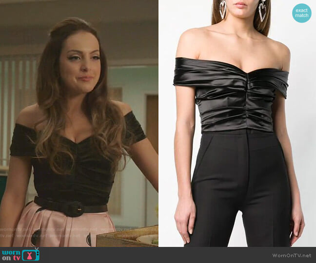 Off-the-Shoulder Blouse by Dolce & Gabbana worn by Fallon Carrington (Elizabeth Gillies) on Dynasty