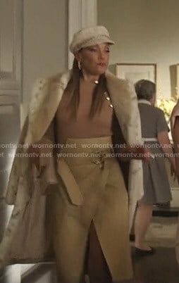 Dominique's brown sweater and wrap skirt on Dynasty
