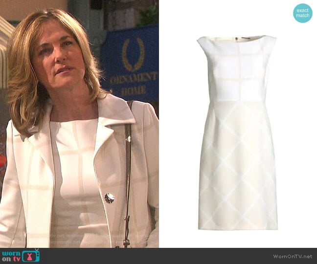 Elie Tahari Lacey Windowpane Dress worn by Eve Donovan (Kassie DePaiva) on Days of our Lives