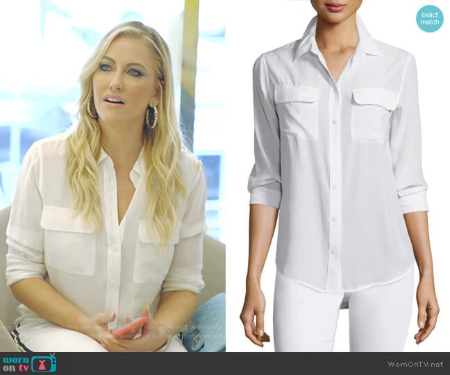 Slim Signature Silk Shirt by Equipment worn by Stephanie Hollman on The Real Housewives of Dallas